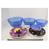 Anchor Hocking Mixing Bowls & (2) Plates & (2) ...