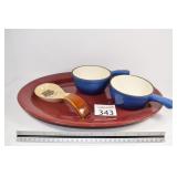 Platter, (2) Soup Bowls & Spoon Rest
