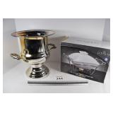 1 qt Porcelain Baker w/ Warmer Stand & Oneida Wine