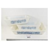 (3) Currier & Ives Glasbake, (2) Loaf Pans & (1)..