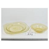 Amber Depression Glass Small Plate & Bowl