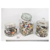 (3) Jars of Buttons