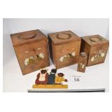 (3) Nestled Wooden Boxes & Key Holder