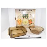 Relish Tray & (2) Pyrex Glass Bakeware