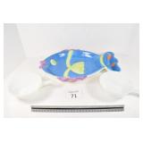 Fish Serving Platter & (2) Glass Bowls