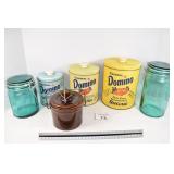 Domino Canister Set & (3) Assorted Jars