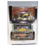 Indian Model Motorcycle & (2) Other Model Cars