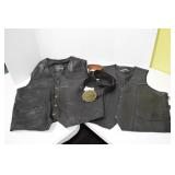 (2) Leather Vest Sizes 46 & XXXL, Belt w/ Buckle..
