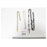 (2) Cross Necklaces & Rosary