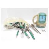 Clock & Flashlight Combo and Green Tableware