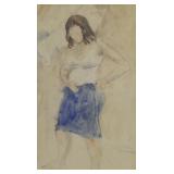 SOYER, Raphael. Watercolor. Standing Woman. SOYER, Raphael. Watercolor. Standing Woman.