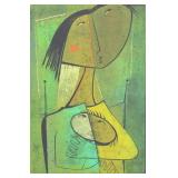 BOTELLO, Angel. Color Linocut. Woman and Child.