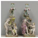 Pair Of Antique Meissen Candle Sticks As / Is Pair Of Antique Meissen Candle Sticks As / Is