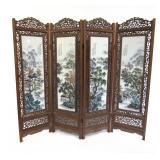 Porcelain Mounted Four Panel Floor Screen.