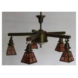 Antique Brass Arts and Crafts Chandelier