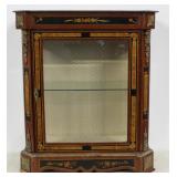 Vintage Inlaid 1 Door Vitrine .