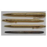 Grouping of (4) Vintage 14kt Gold and Silver Pens. Grouping of (4) Vintage 14kt Gold and Silver Pens.