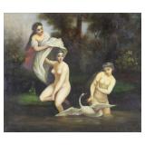 19th CENTURY. Oil on Canvas. Leda and the Swan.