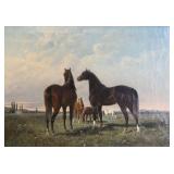 VON MALY, August. Oil on Canvas. Horses.