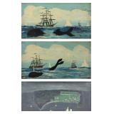 LOT of Three Naive Maritime Scenes. LOT of Three Naive Maritime Scenes.