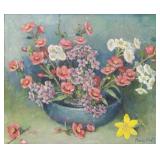 HULL, Marie. Oil on Masonite. Floral Still Life. HULL, Marie. Oil on Masonite. Floral Still Life.