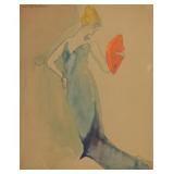 SPRINCHORN, Carl. Watercolor. Lady with a Fan. SPRINCHORN, Carl. Watercolor. Lady with a Fan.