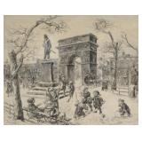 SLOAN, John. Etching. "Sculpture in the Square". SLOAN, John. Etching. "Sculpture in the Square".