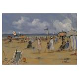 CLAIR, Henry S. Oil on Paper. "A Day at the Beach" CLAIR, Henry S. Oil on Paper. "A Day at the Beach"