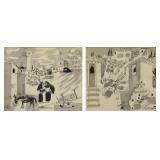 NIVOLA, Constantino. Lot of Two Drawings. NIVOLA, Constantino. Lot of Two Drawings.