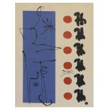 MIRO, Joan. Color Lithograph. "Rouge et bleu".