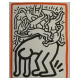 HARING, Keith. Lithograph. "Fight AIDS Worldwide".