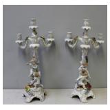 DRESDEN. Pair of Porcelain Figural and Floral