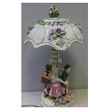 DRESDEN. Signed Porcelain Figural, Umbrella