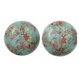 Pair of Turquoise Ground Enameled Chargers. Pair of Turquoise Ground Enameled Chargers.