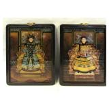 Pair of Reverse Glass Painted Portraits. Pair of Reverse Glass Painted Portraits.