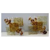 MIDCENTURY. Pair of Amber and Clear Glass MIDCENTURY. Pair of Amber and Clear Glass