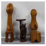 MONOGRAMMED. Folk Art Carved Grouping "Keeping