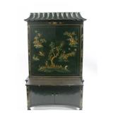 Antique Chinoiserie Decorated Secretary Bookcase. Antique Chinoiserie Decorated Secretary Bookcase.