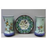 Pair of Gien Faience Vases Together with a