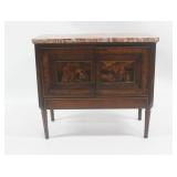Louis XV1 Style Inlaid and Marbletop Cabinet. Louis XV1 Style Inlaid and Marbletop Cabinet.