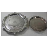 SILVER. Antique Silver Salver Grouping.