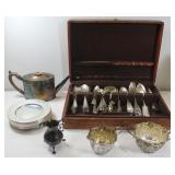 SILVER. Assorted Silver Hollow Ware & Flatware.