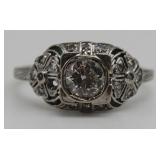 JEWELRY. Art Deco 14kt Gold and Diamond Ring. JEWELRY. Art Deco 14kt Gold and Diamond Ring.
