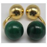 JEWELRY. Cartier 18kt Gold and Malachite Cufflinks JEWELRY. Cartier 18kt Gold and Malachite Cufflinks