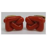 JEWELRY. Tiffany & Co. 18kt Gold Coral Cufflinks. JEWELRY. Tiffany & Co. 18kt Gold Coral Cufflinks.
