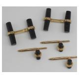JEWELRY. Pair of Tiffany & Co. 14kt Gold and Onyx JEWELRY. Pair of Tiffany & Co. 14kt Gold and Onyx
