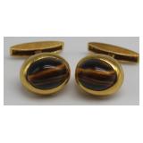 JEWELRY. Pair of Cartier 18kt Gold and Tiger JEWELRY. Pair of Cartier 18kt Gold and Tiger