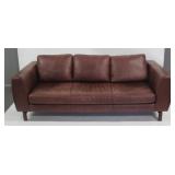 Vintage Leather Upholstered Italian Sofa.