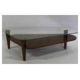 MIDCENTURY. 2 Tier Glass Top Coffee Table.