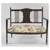 Finely Carved Antique Mahogany Settee. Finely Carved Antique Mahogany Settee.